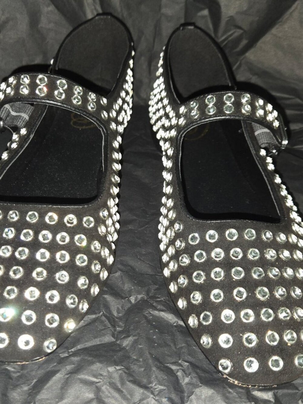 Sam Edelman Crystal Studded Mary Jane Flats – Black Rhinestone Ballet Flats – Wo - Picture 3 of 10